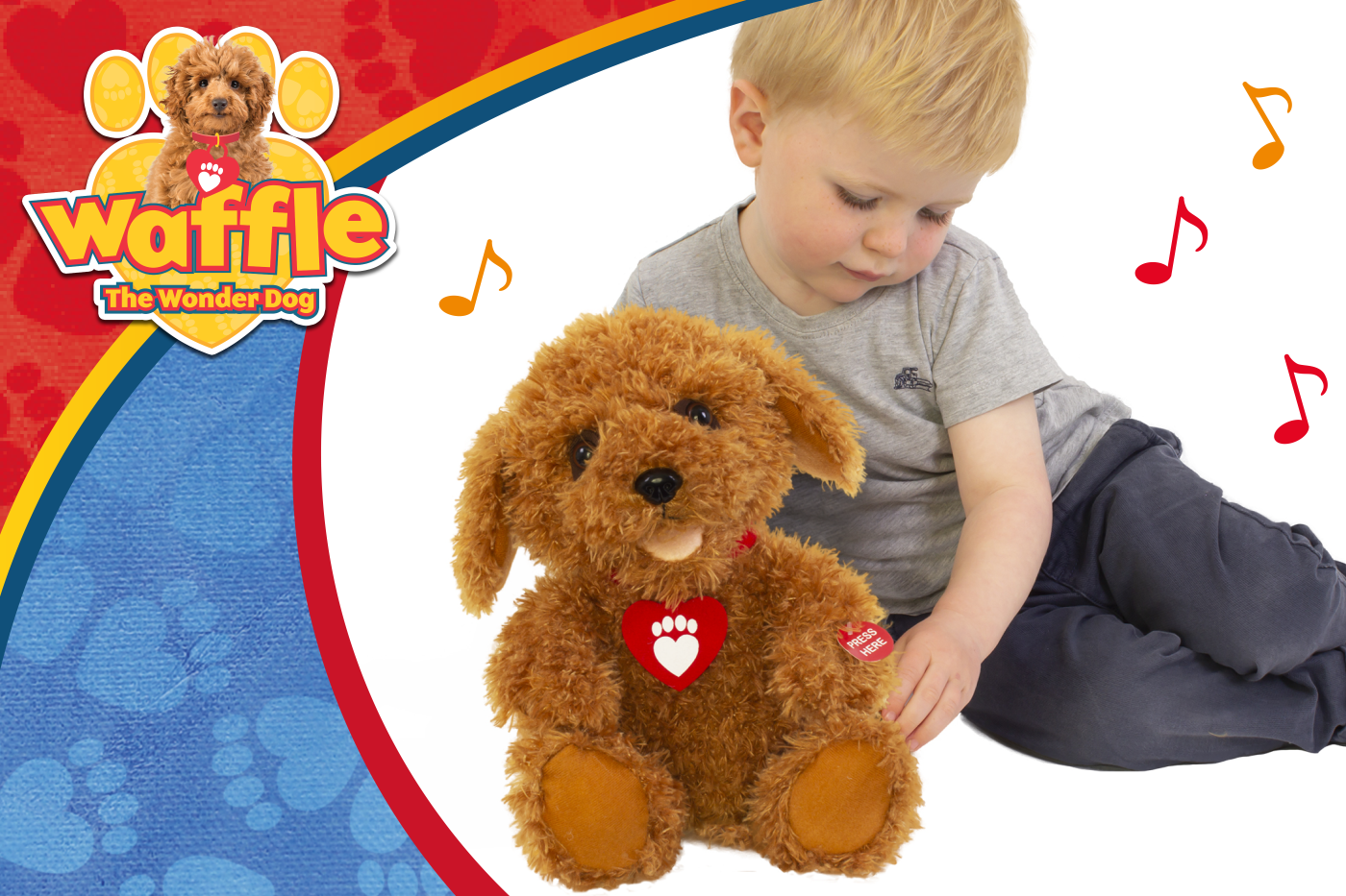 New! Waffle The Wonder Dog Soft Toy With Sounds 