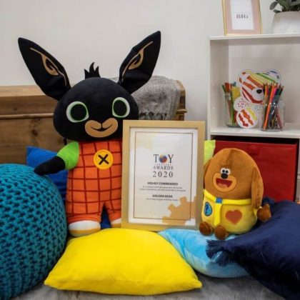 Highly Commended Certificate given to Golden Bear Toys for Hey Duggee and Bing by TRA’s Toy of the Year Awards