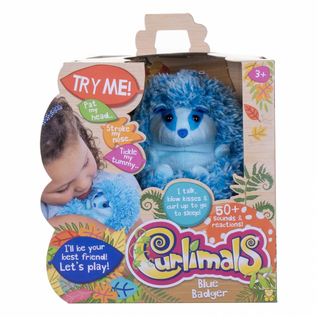 Curlimals Blue the Badger – Golden Bear Toys