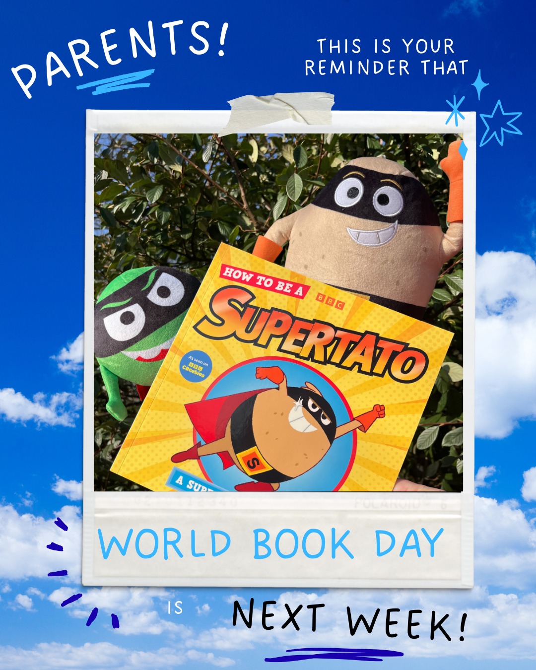 π¨YOU HAVE BEEN WARNED!π¨
We've all had that mad dash the night before (it's okay to admit it...) So consider this your official reminder to get those costumes sorted ready for Thursday 5th March!
Now you just need to decide who to go as (we recommend a certain super powered potato π)
#worldbookday #supertato @worldbookdaysocial @supertatoandfriends